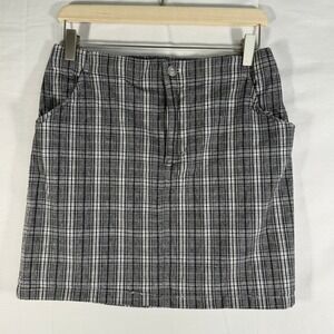 Hollister Blk/Gray Plaid Mini Skirt Size M Y2K Preppy‎ Dark Academia
